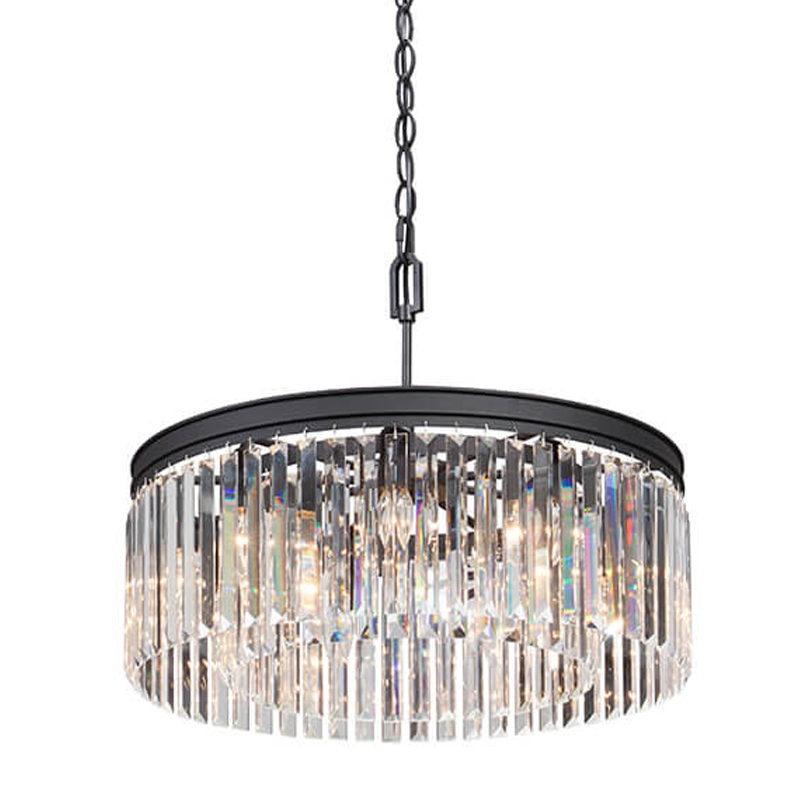 Люстра RH Rhys Clear Glass Prism Round Chandelier 60 Черный матовый Прозрачное Стекло в Ижевске | Loft Concept 