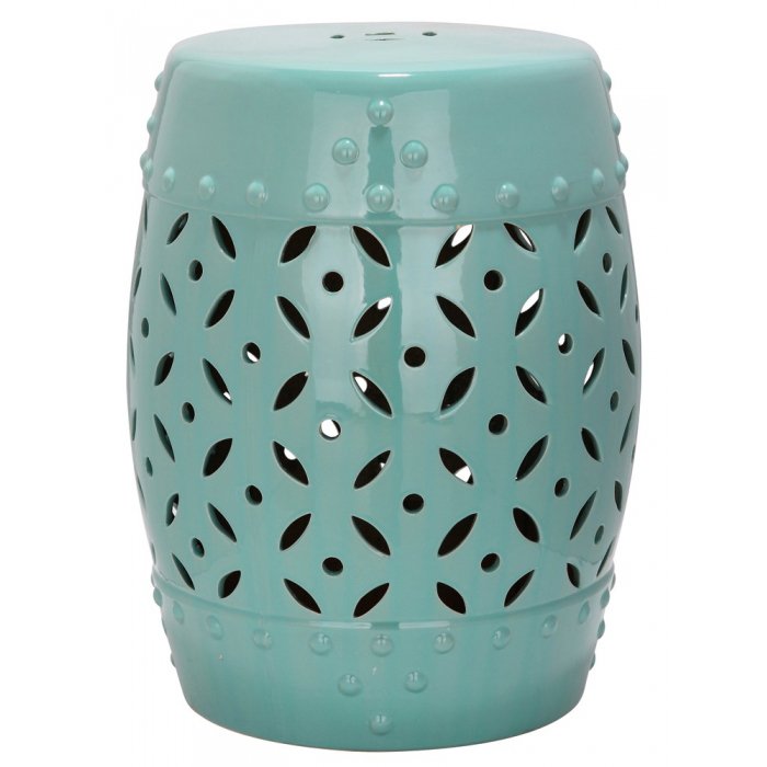 Керамический табурет Coin Lattice Garden Stool - Light Blue Голубой пастельный в Ижевске | Loft Concept 