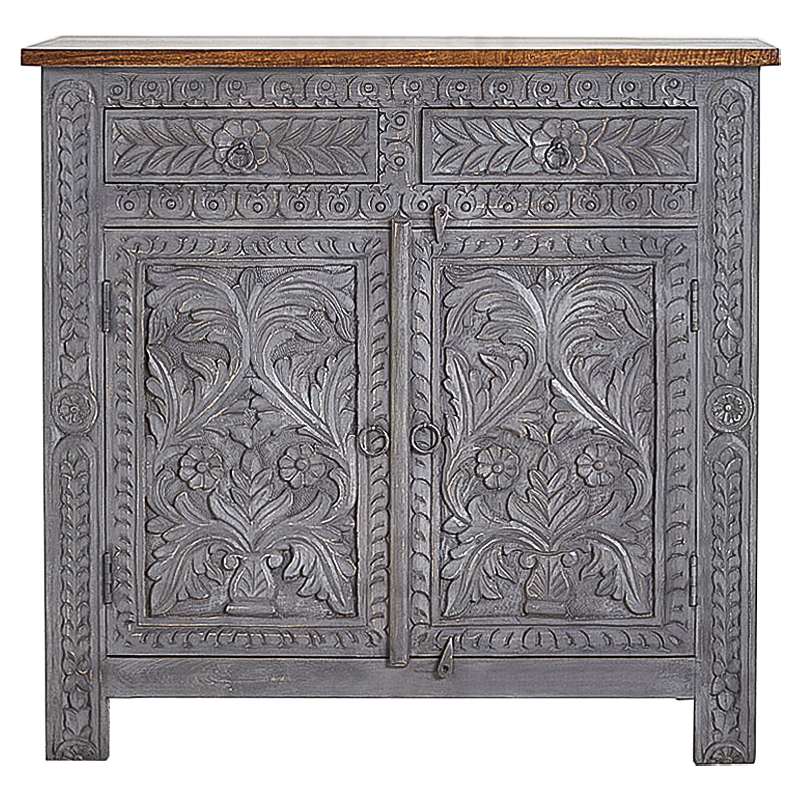 Комод Indian Antique White Furniture Chest of Drawers Ganika серый Серый Коричневый в Ижевске | Loft Concept 