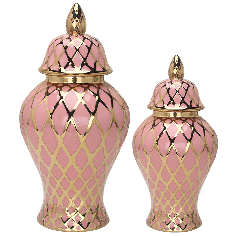 Ваза с крышкой Gold Ornament Pink Vase Розовый Золотой в Ижевске | Loft Concept 