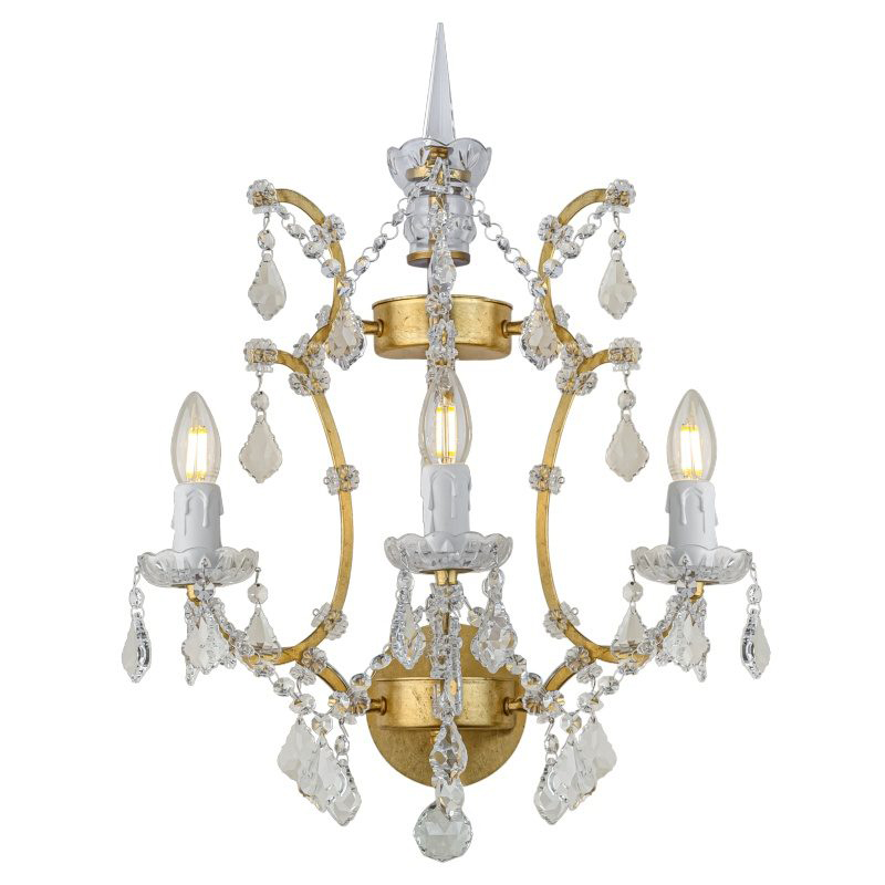 Бра 19th c. Rococo IRON & CLEAR CRYSTAL Gold Wall Lamp Золотой Прозрачное Стекло в Ижевске | Loft Concept 