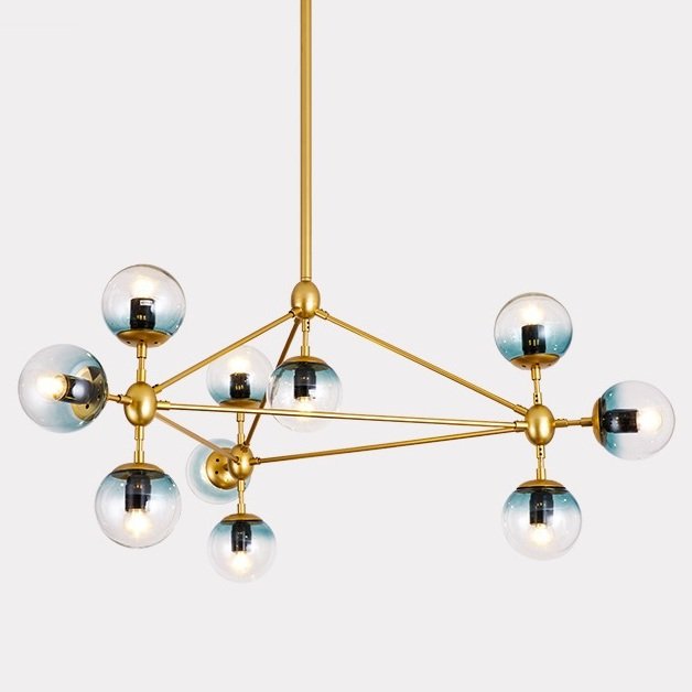 Люстра Modo Chandelier Globes Blue Ambre Gold Золотой в Ижевске | Loft Concept 