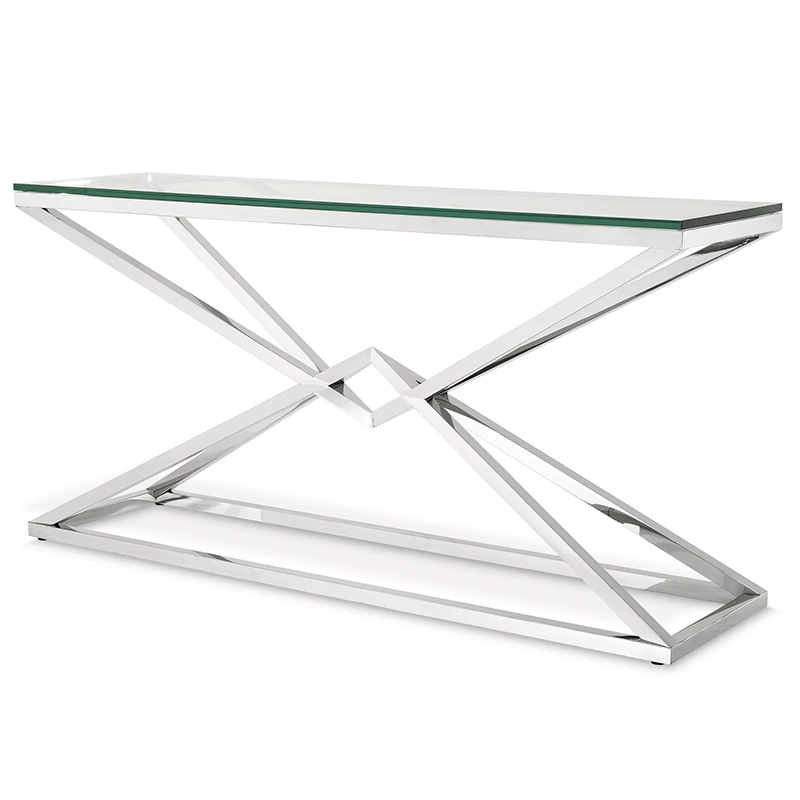 Консоль Eichholtz Console Table Connor L Chrome Хром Прозрачное Стекло в Ижевске | Loft Concept 