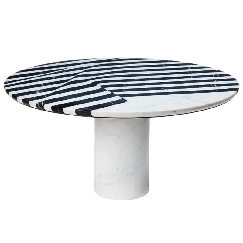 Обеденный стол Safwan Black and White Stripes Dining Table Черно-белый Белый Мрамор Bianco Черный Мрамор Nero в Ижевске | Loft Concept 