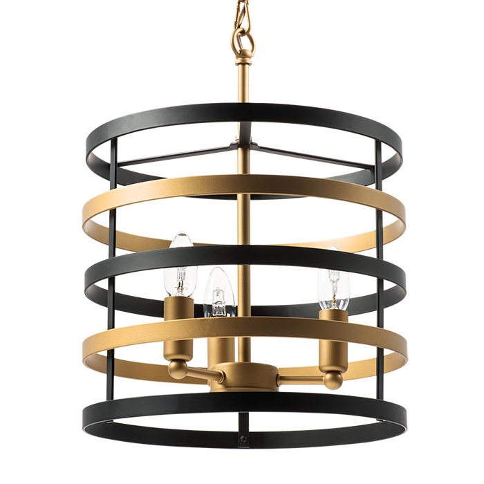 Люстра Gold Stripes Chandelier 3 Черный Золотой в Ижевске | Loft Concept 