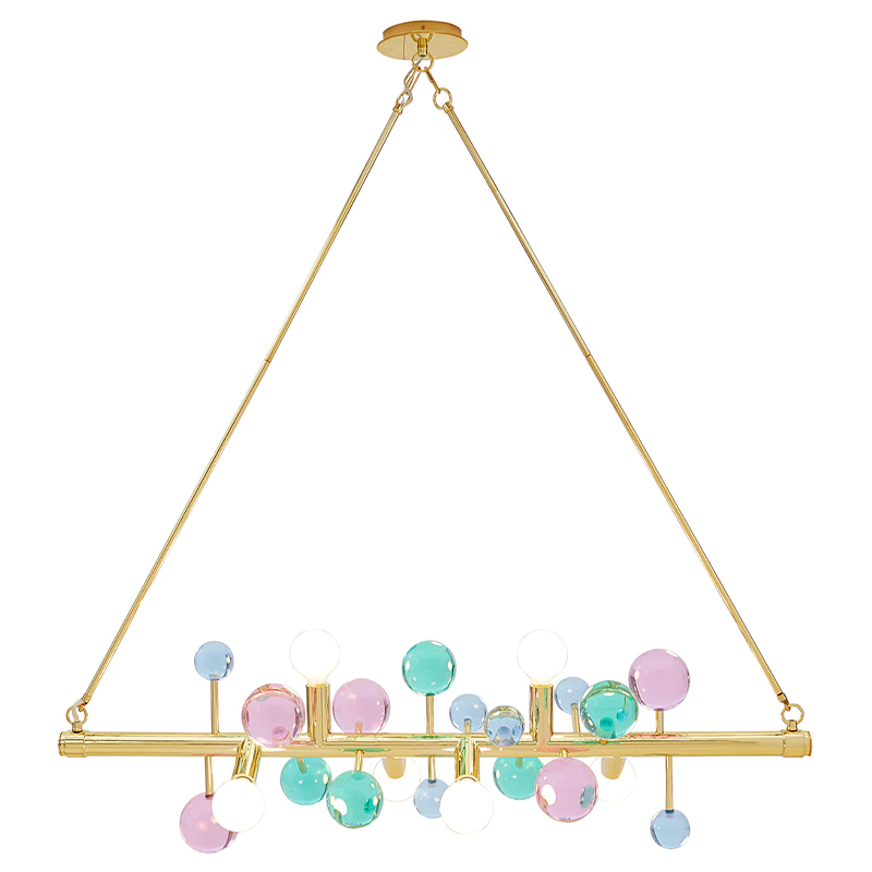 Светильник Jonathan Adler GLOBO SIX-LIGHT LINEAR CHANDELIER Multi Мульти Золотой в Ижевске | Loft Concept 