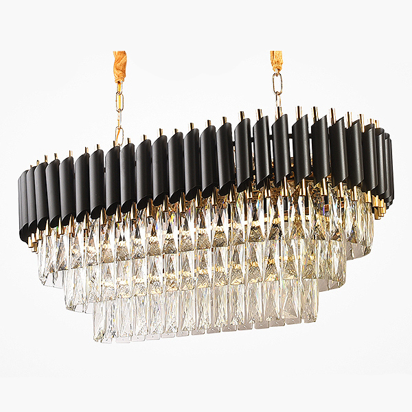 Люстра Empire Black Rectangular Chandelier Crystal Черный Золотой Прозрачный в Ижевске | Loft Concept 