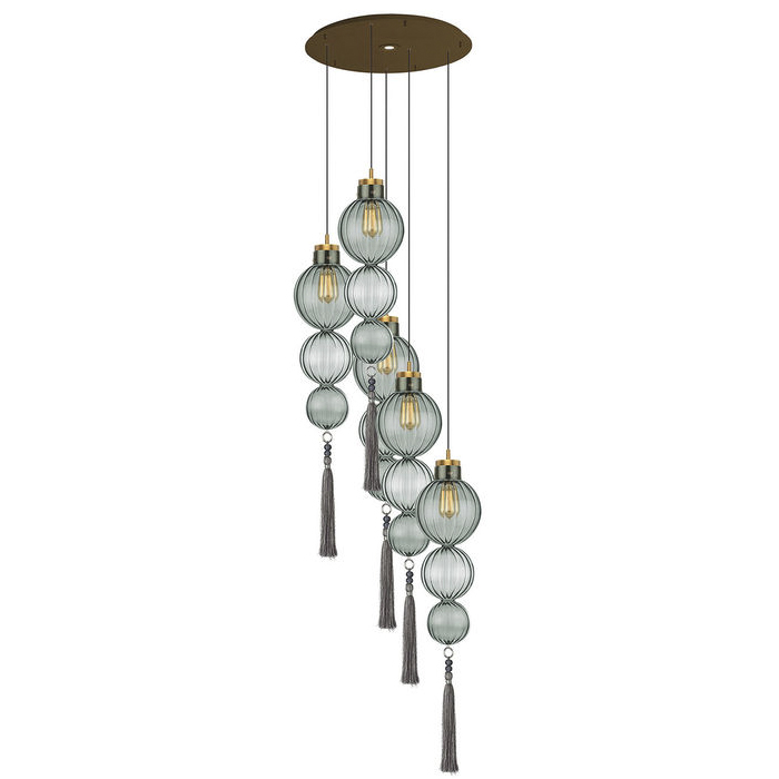 Люстра Heathfield Lighting - Medina Circle 5 Chandelier Хром Латунь Прозрачный Коричневый Голубой в Ижевске | Loft Concept 