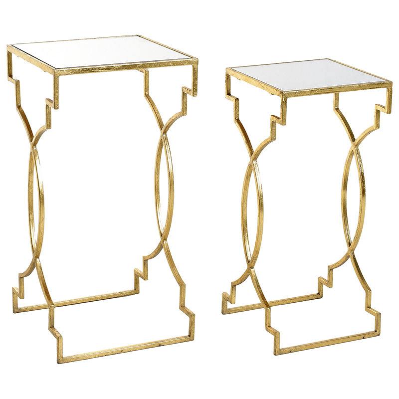 Комплект приставных столов Cowan Side Tables Золотой Прозрачный в Ижевске | Loft Concept 