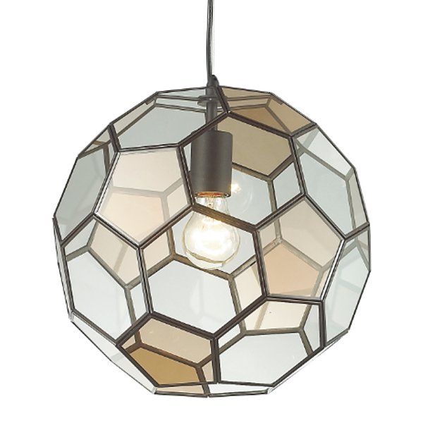 Подвесной светильник Glass & Metal Cage Pendant Globe Multi Прозрачное Стекло Янтарь (Amber) Черный в Ижевске | Loft Concept 