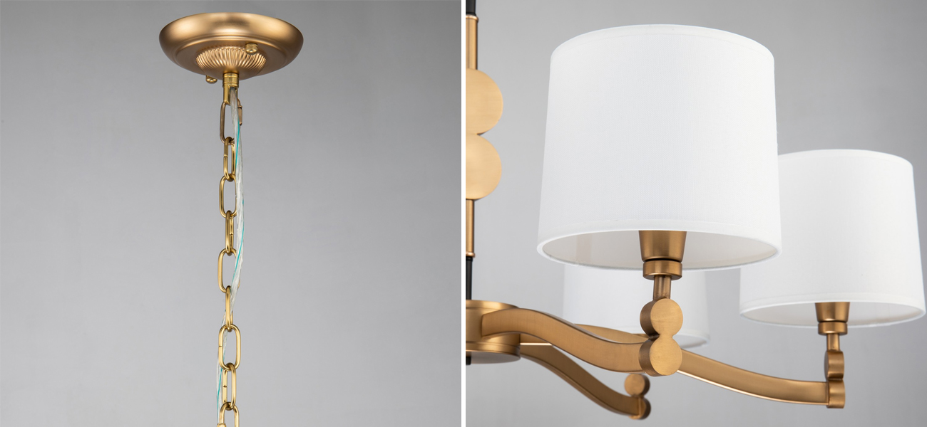 Люстра с абажурами из белой атласной ткани Louise - фото №1