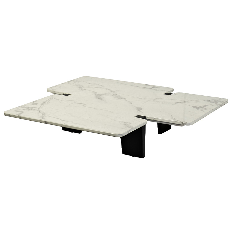 Кофейный стол Lewys Marble Coffee Table Белый Мрамор Bianco Коричневый в Ижевске | Loft Concept 