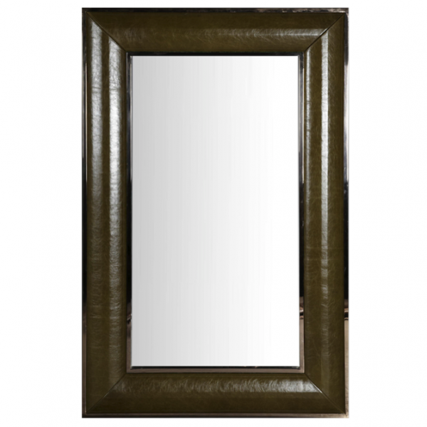 Зеркало настенное Leather Lux Mirror Square Oliva Оливковый в Ижевске | Loft Concept 