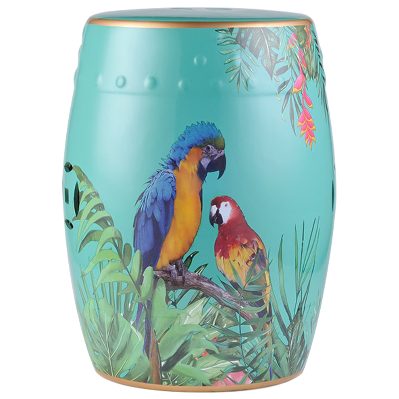 Керамический табурет Parrots Tropical Animal Ceramic Stool Turquoise Бирюзовый Мульти в Ижевске | Loft Concept 