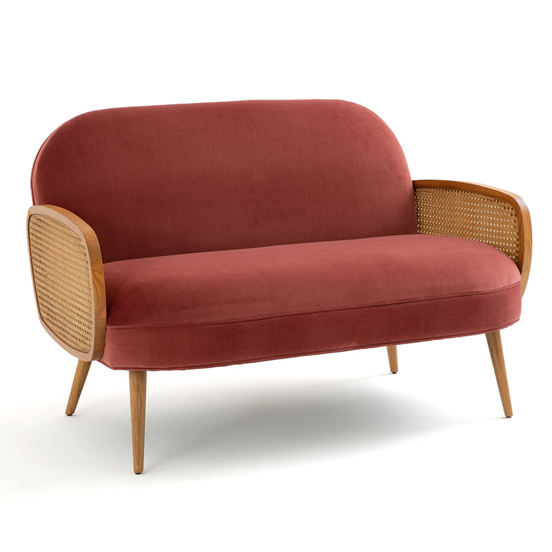 Диван Morten Wicker Crimson Sofa Малиновый Малиновый (Crimson) в Ижевске | Loft Concept 