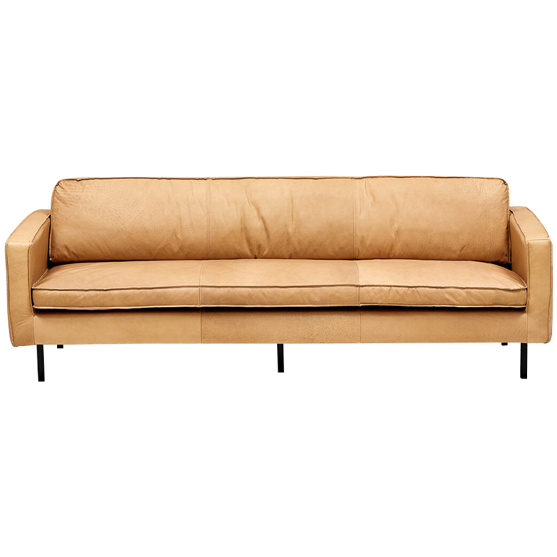 Диван кожаный Adrian Beige Leather Sofa Бежевый Черный в Ижевске | Loft Concept 