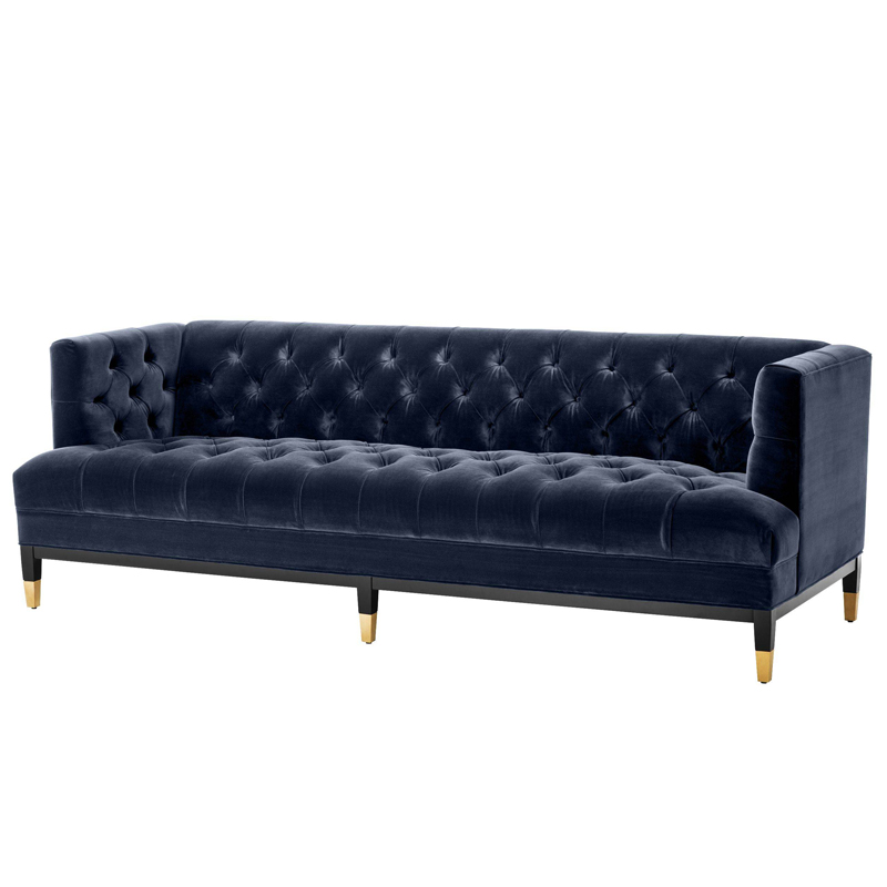 Диван Eichholtz Sofa Castelle midnight blue Темно-синий Черный Латунь в Ижевске | Loft Concept 