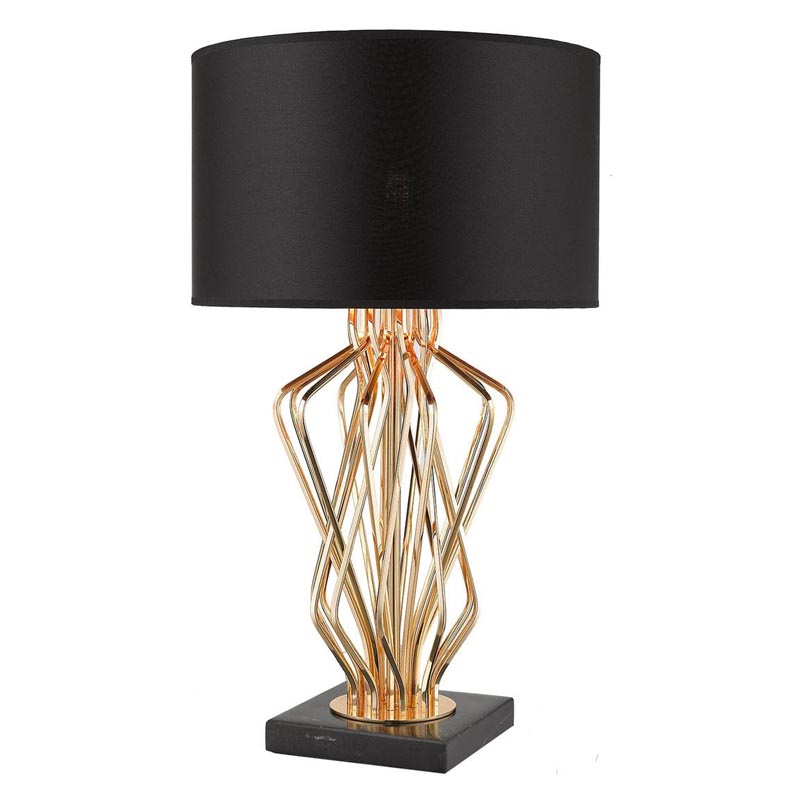 Настольная лампа Lester Table Lamp Черный Мрамор Nero Глянцевое золото в Ижевске | Loft Concept 