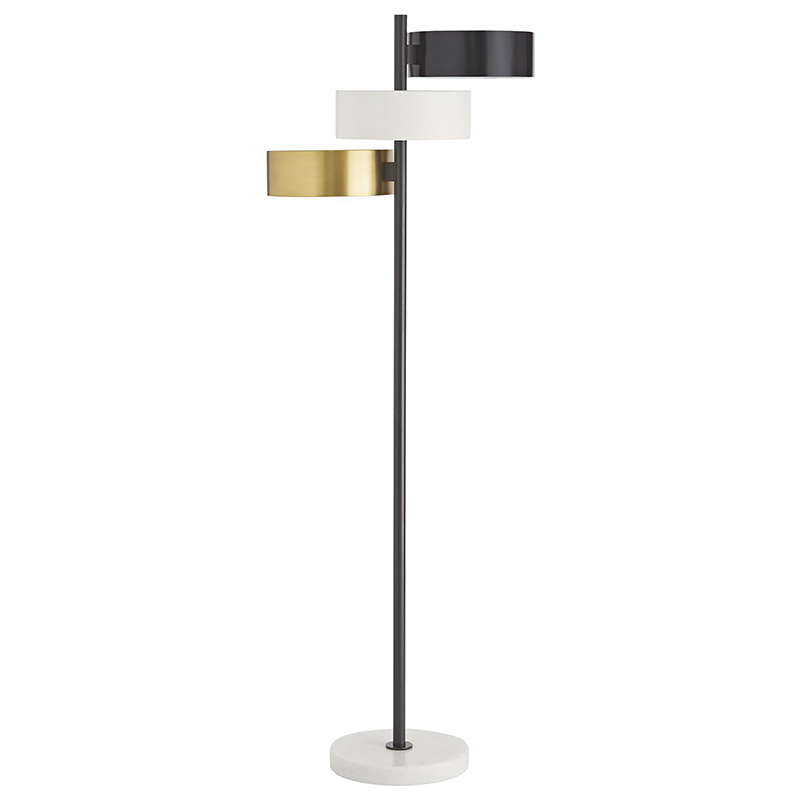 Торшер Arteriors HUTTON FLOOR LAMP Латунь Черный Белый в Ижевске | Loft Concept 