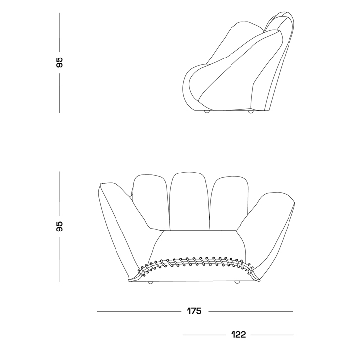 Дизайнерское кожаное кресло в форме руки Poltronova Joe Whip Armchair в Ижевске