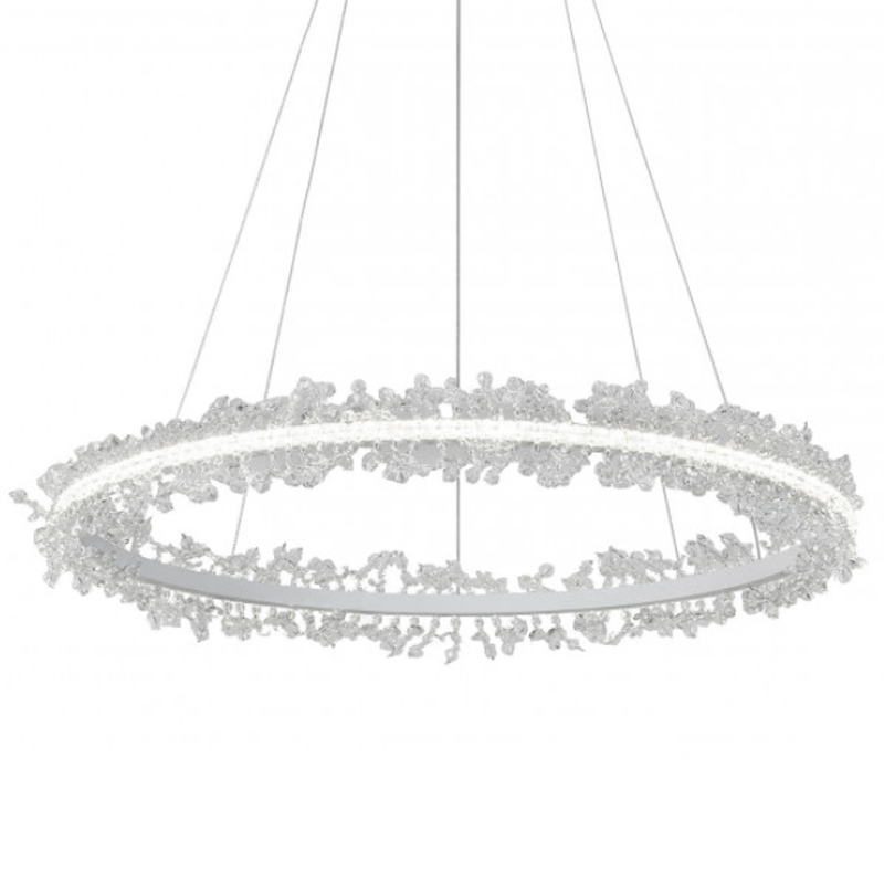 Crystal round chandelier Светильник Белое Кольцо из Хрусталя  Прозрачный Латунь в Ижевске | Loft Concept 