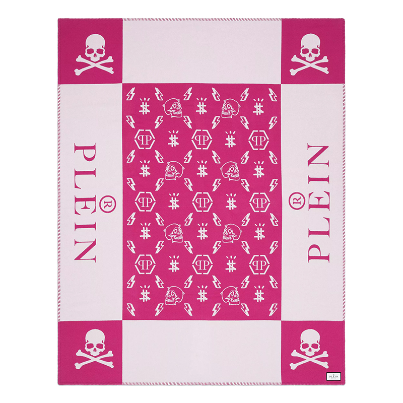 Плед Philipp Plein Plaid Cashmere Skull Pink Розовый Белый в Ижевске | Loft Concept 