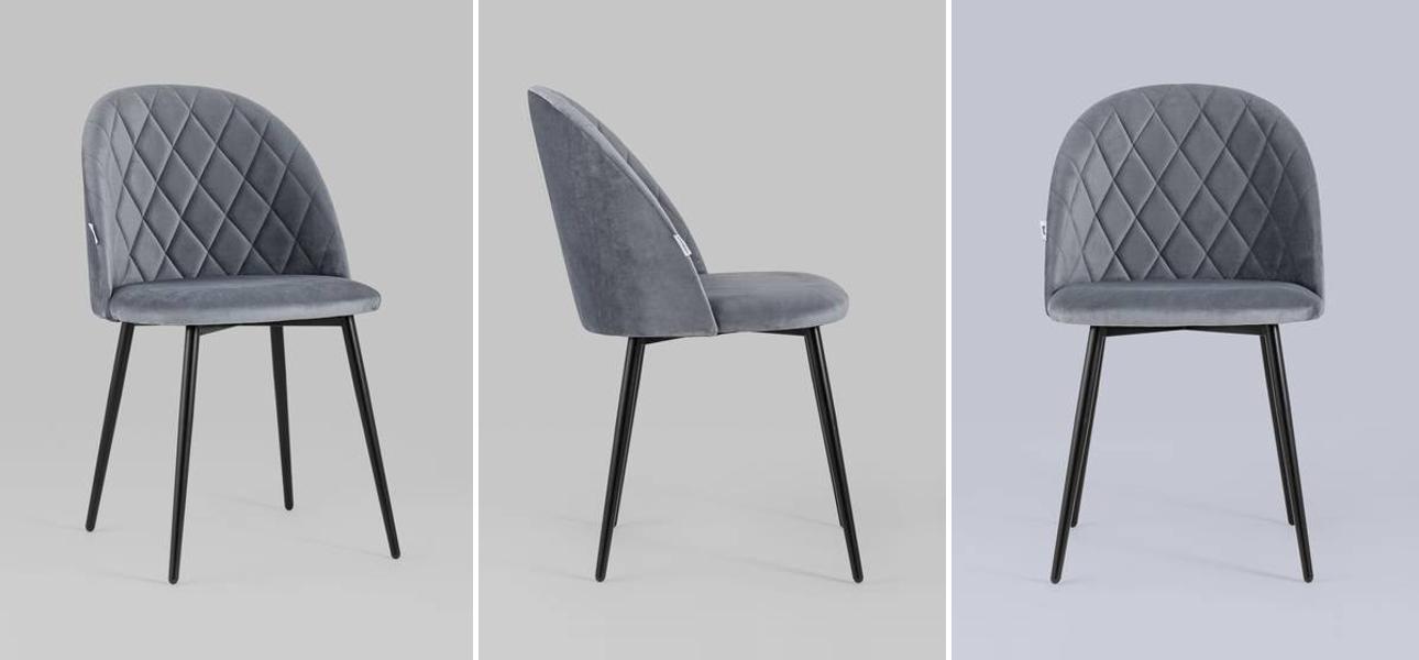 Стул Miruna Rhombus Серый Велюр - фото