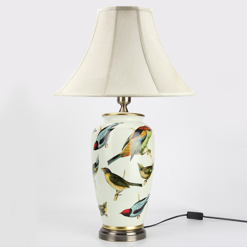 Настольная лампа Birds Blue Table lamp Белый Мульти Золотой в Ижевске | Loft Concept 