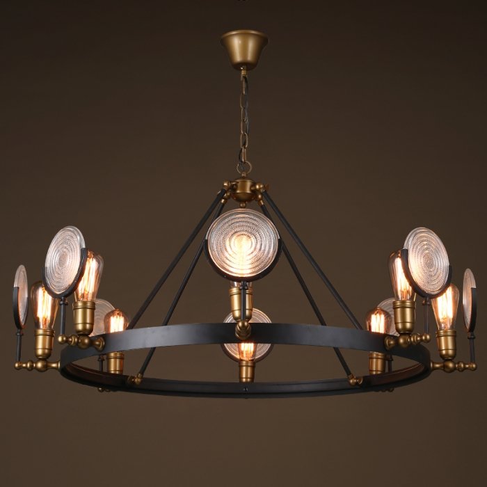 Люстра GASLIGHT LENS Chandelier 8 Черный в Ижевске | Loft Concept 