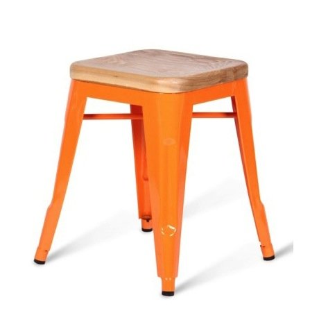 Кухонный стул Tolix Wood Seat Stool Черный Салатовый Нержавеющая сталь Красный Зеленый Желтый Голубой Белый Коричневый Оранжевый Древесина в Ижевске | Loft Concept 