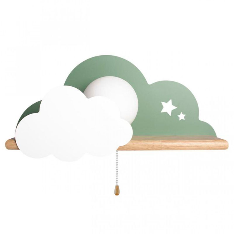 Бра с полкой зелёное Облако Wall Lamp Green Cloud Зеленый Древесина в Ижевске | Loft Concept 