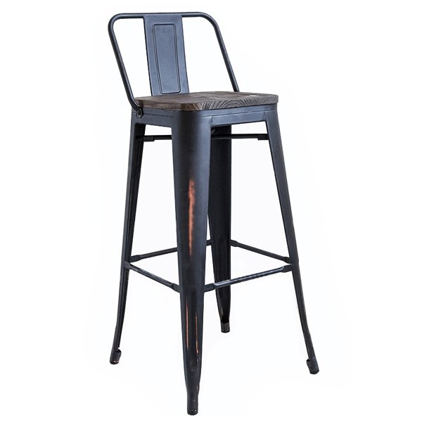 Барный стул Tolix Bar Stool Wood Черный матовый в Ижевске | Loft Concept 