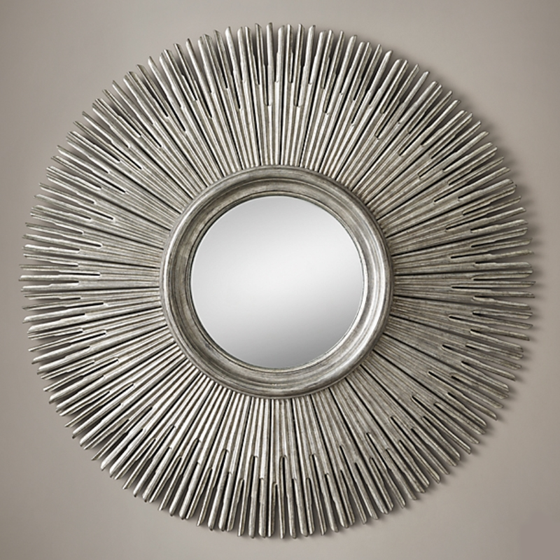 Restoration Hardware ROUND SUNBURST MIRROR Silver Серебро винтаж в Ижевске | Loft Concept 