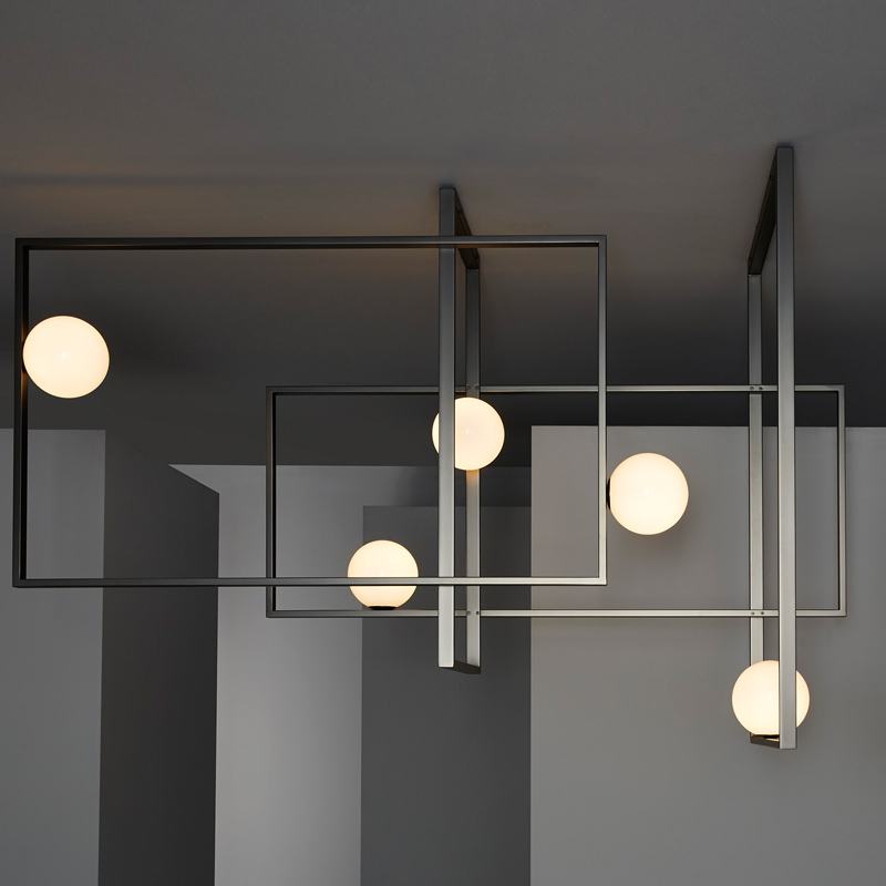 Люстра Mondrian Glass Venicem Ceiling Lamp graphite Белое матовое стекло Графит сатин в Ижевске | Loft Concept 