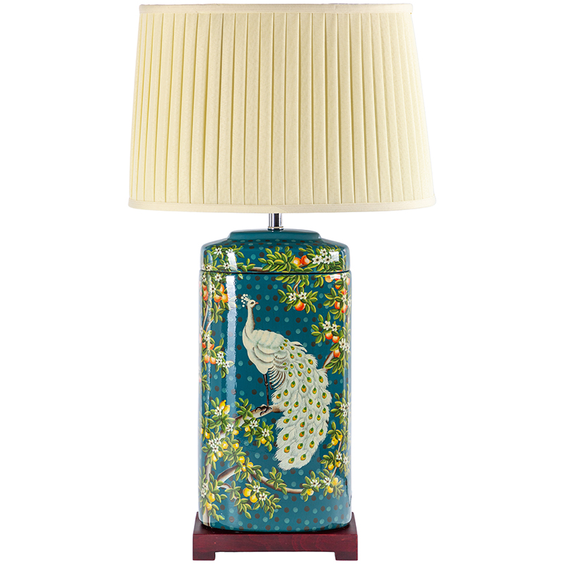 Настольная лампа White Peacock Lampshade Изумрудный Бежевый Мульти в Ижевске | Loft Concept 