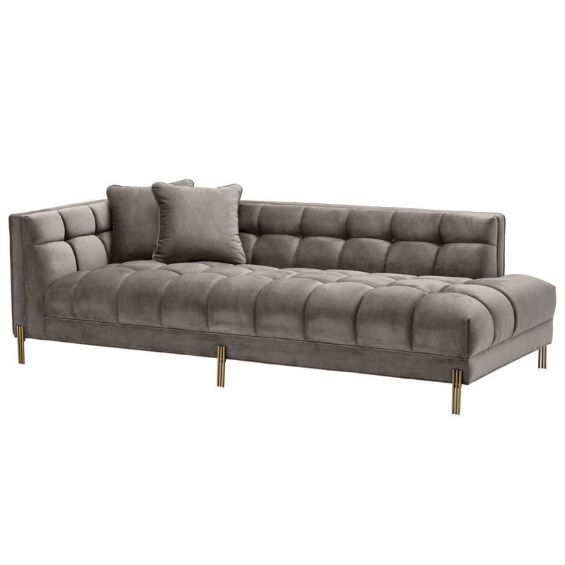 Кушетка Eichholtz Lounge Sofa Sienna Left Серый Матовая латунь в Ижевске | Loft Concept 