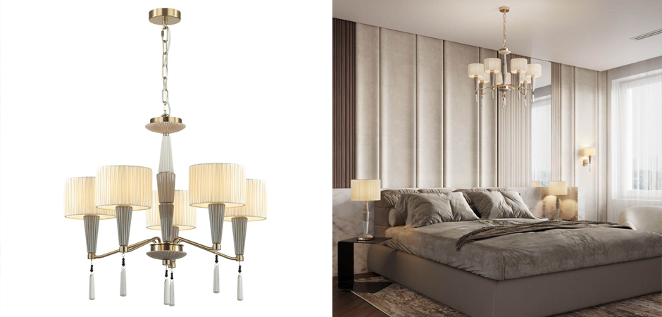 Люстра с тканевыми абажурами Nude Color - фото №1