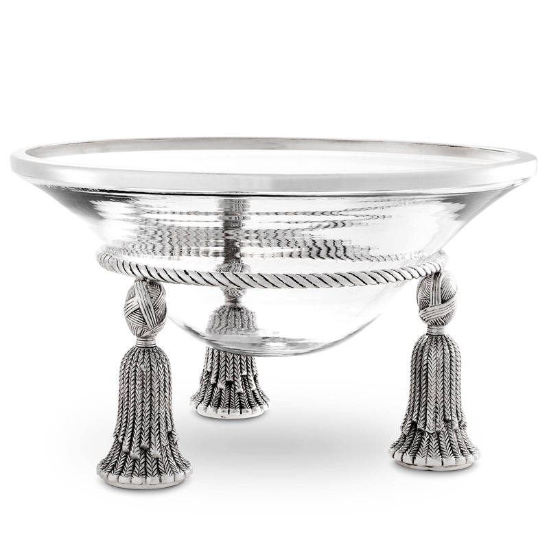 Чаша Eichholtz Bowl Tassel silver Прозрачный Серебряный в Ижевске | Loft Concept 