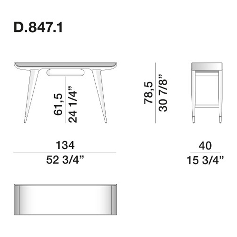 Дизайнерский рабочий стол из массива дерева Gio Ponti D.847.1 Writing Desk в Ижевске