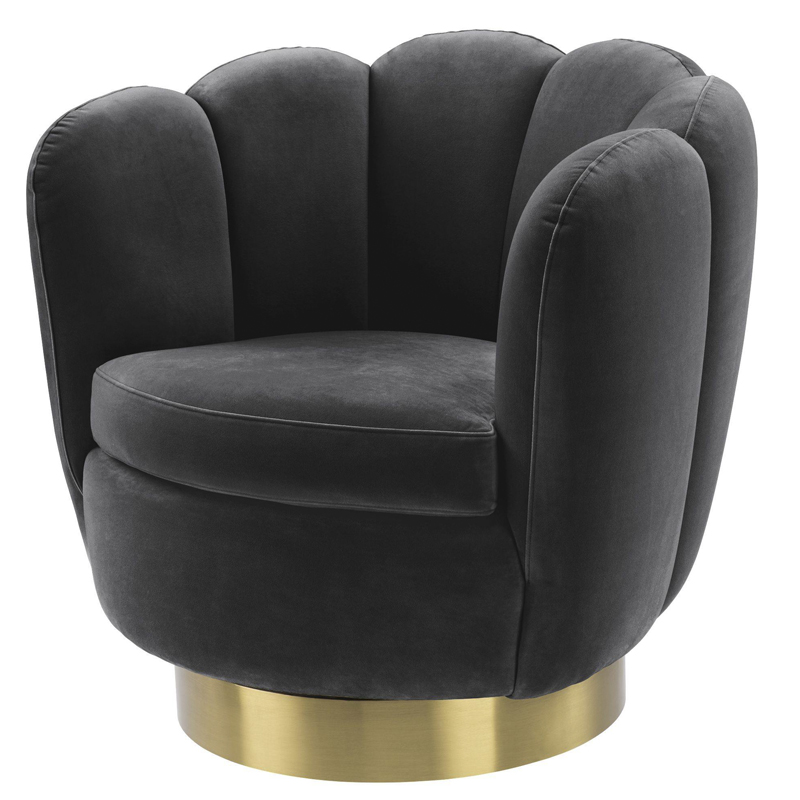 Кресло Eichholtz Swivel Chair Mirage dark grey Серый Матовая латунь в Ижевске | Loft Concept 