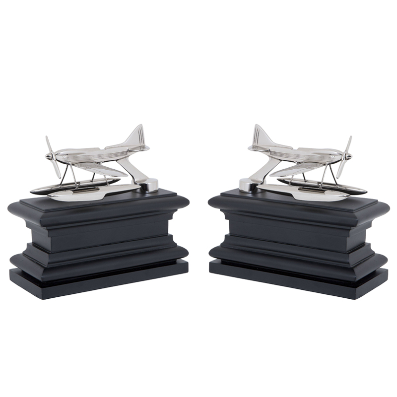 Держатель для книг Eichholtz Bookend Hydroplane set of 2 Nickel Никель Черный в Ижевске | Loft Concept 