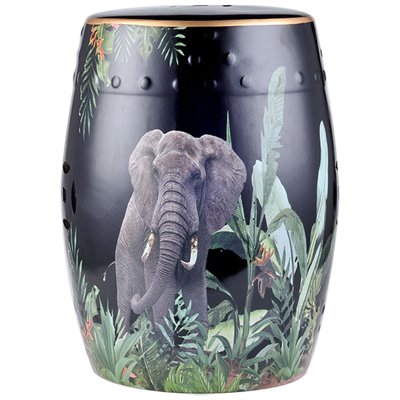 Керамический табурет Elephant Tropical Animal Ceramic Stool Black Черный Зеленый Серый в Ижевске | Loft Concept 