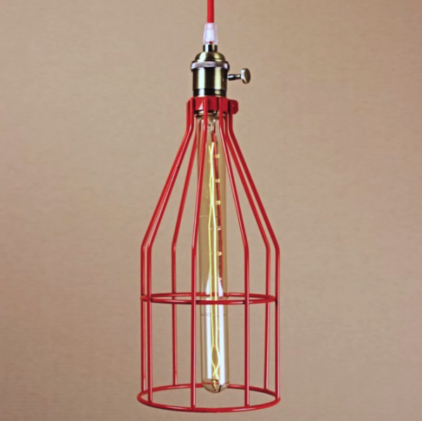 Подвесной светильник Wire Cage Pendant Twix Red Красный в Ижевске | Loft Concept 