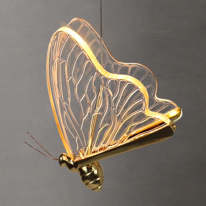 Люстра Glass butterfly chandelier C Глянцевое золото Прозрачный Черный в Ижевске | Loft Concept 