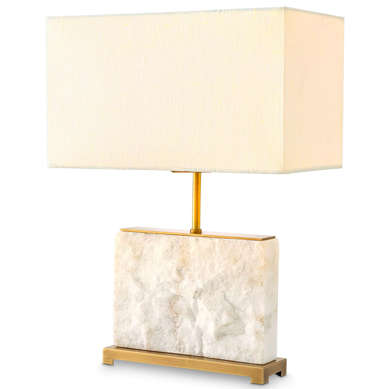 Настольная лампа Eichholtz Table Lamp Newton S Marble Белый Мрамор Bianco Латунь Кремовый в Ижевске | Loft Concept 