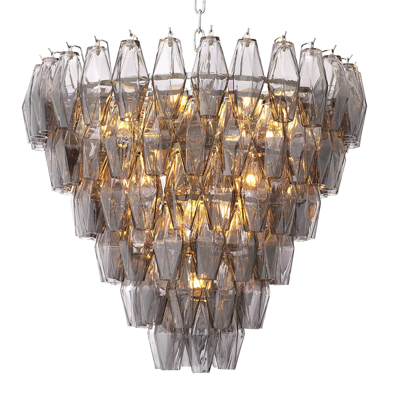 Люстра Eichholtz Chandelier Benini S Никель Стекло Смок в Ижевске | Loft Concept 