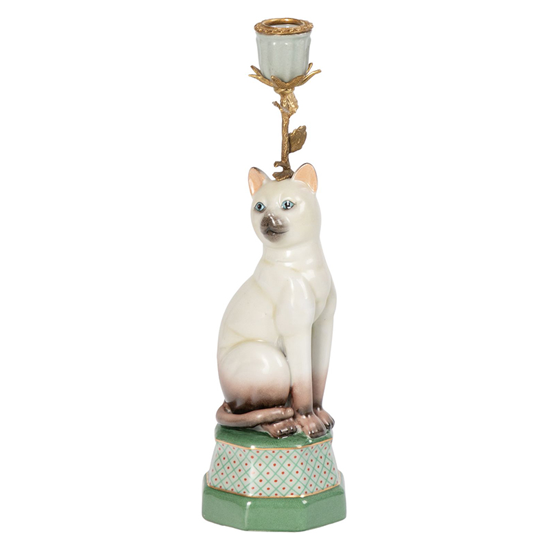 Подсвечник фигурка Кошка Candlestick cat Белый Мульти в Ижевске | Loft Concept 