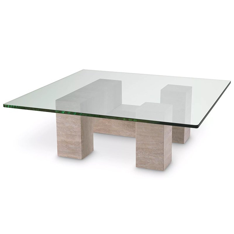 Кофейный стол Eichholtz Coffee Table Ikal Прозрачное Стекло Песочный в Ижевске | Loft Concept 