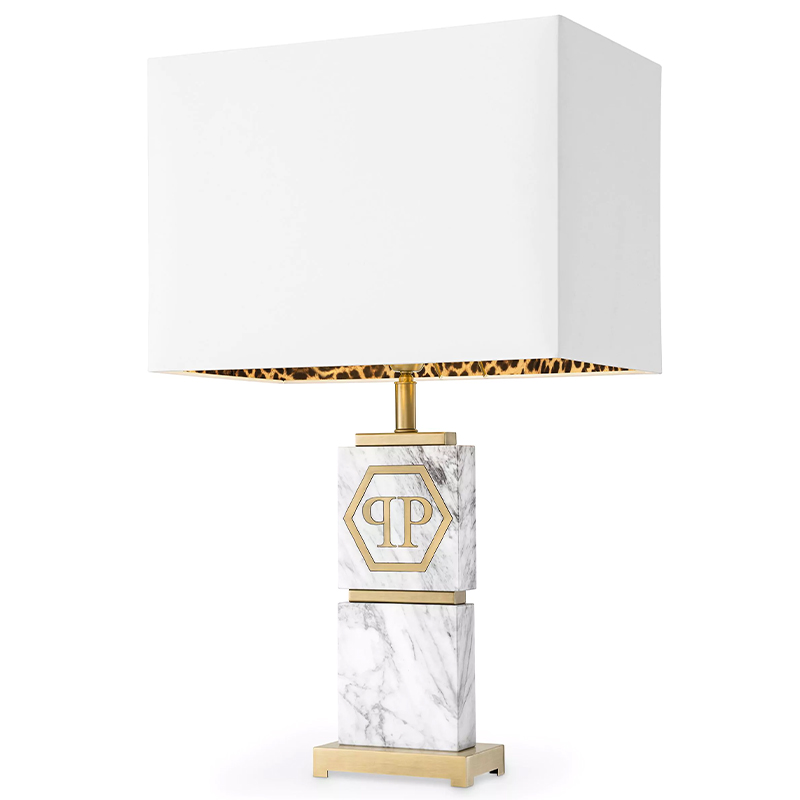 Настольная лампа Philipp Plein Table Lamp King Белый Мрамор Bianco Золотой Белый в Ижевске | Loft Concept 