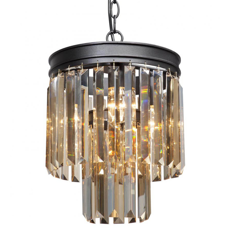 Светильник ODEON Amber GLASS Pendant lamp Янтарное Стекло D 27 Черный матовый Прозрачное Стекло в Ижевске | Loft Concept 